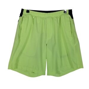 Birddogs‎ Athletic Shorts Mens XL Neon Green Navy Blue Lined Gym Workout 44s